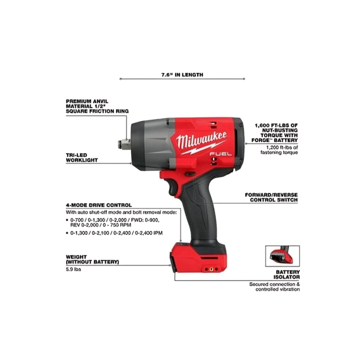 M18 FUEL 1/2" High Torque Impact Wrench w/ Friction Ring. TOOL ONLY.